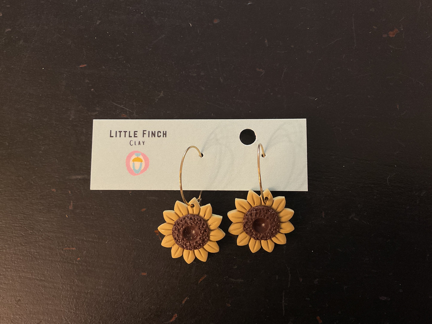 Little Finch sunflower hoop earrings