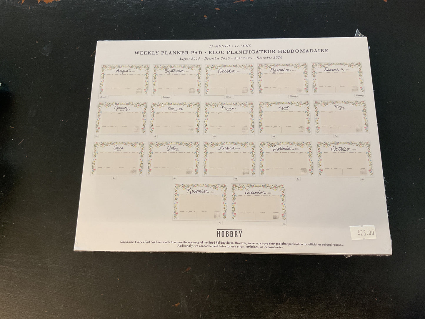 17 month weekly planner Floral