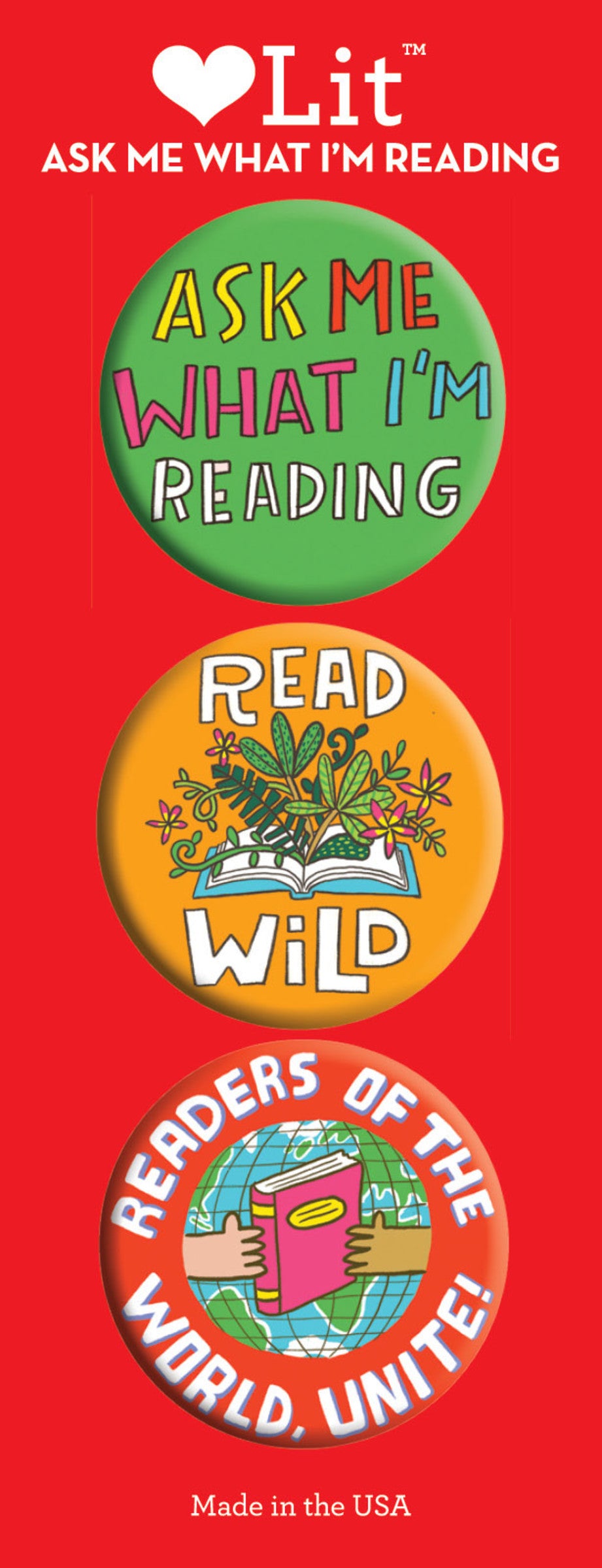 Ask Me What I'm Reading 3-Button Assortment