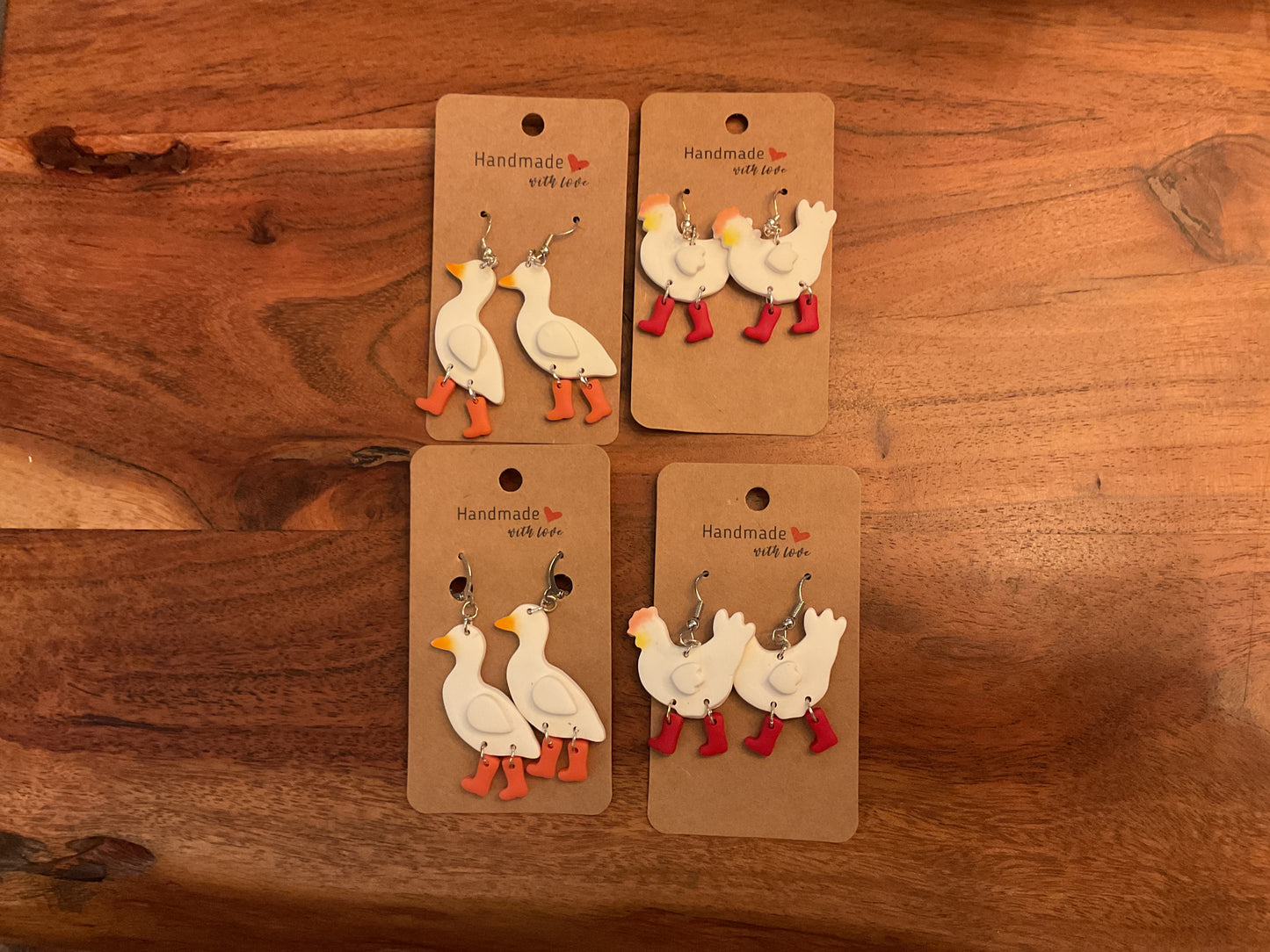 Earrings Ducks, Chickens, Hens,