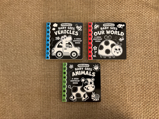 Peekaboo High Contrast Baby Book- Animals, Vehicles, Our World