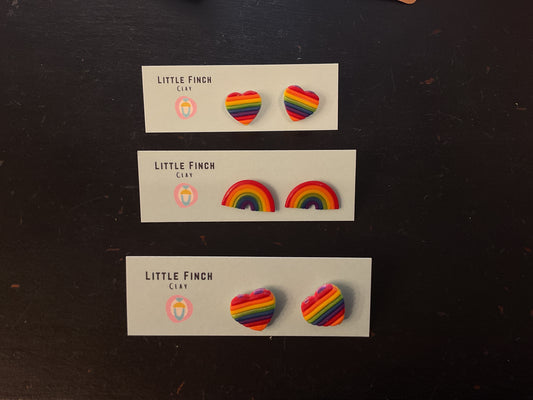 Little Finch rainbow studs earrings