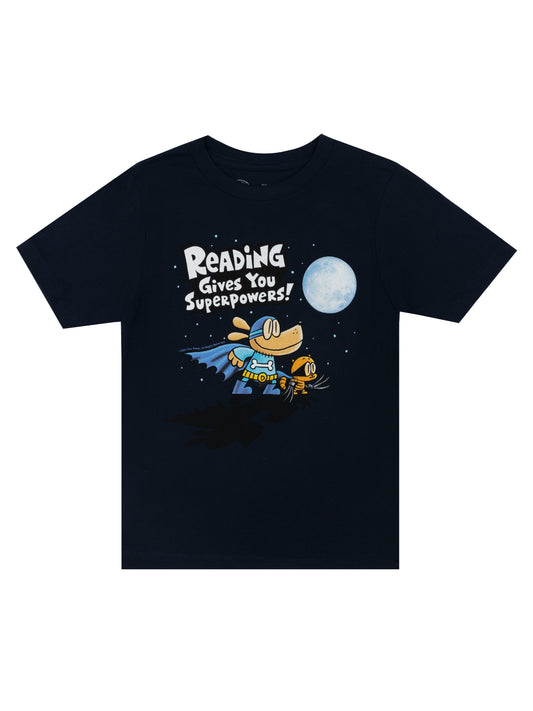 Dog Man: Reading Gives You Superpowers Kids' T-Shirt - 8 Yr