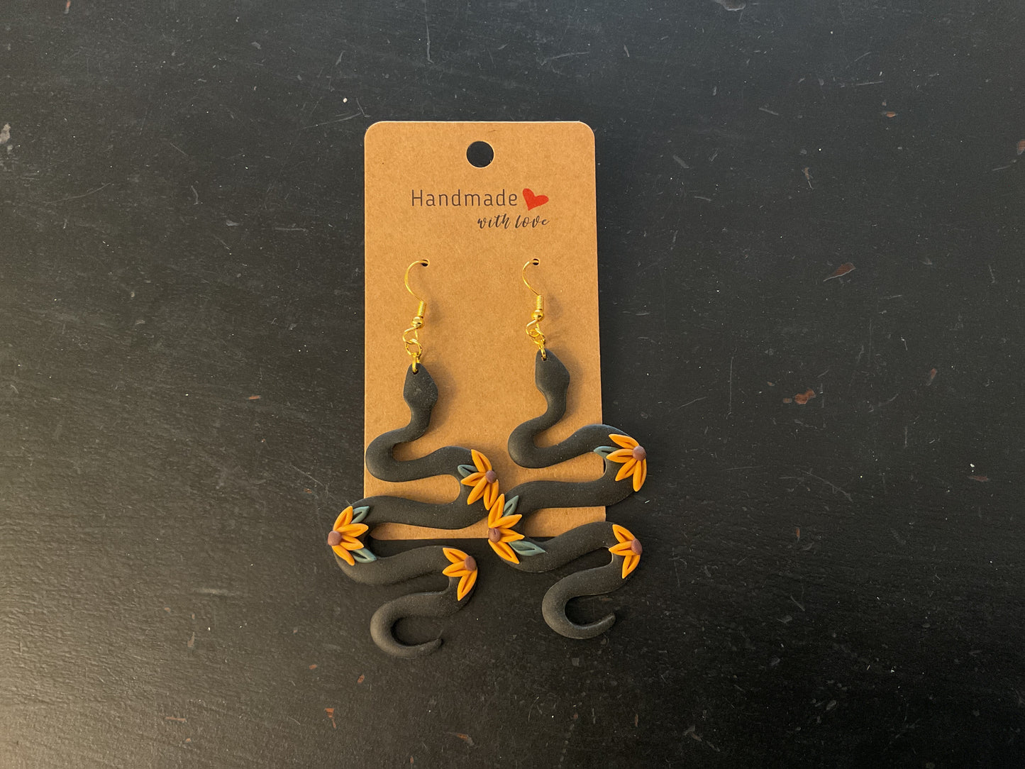 Little Finch snake sunflower earrings