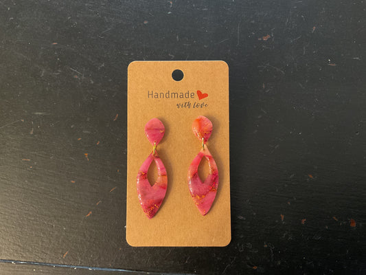 Little Finch pink resin triangle earrings